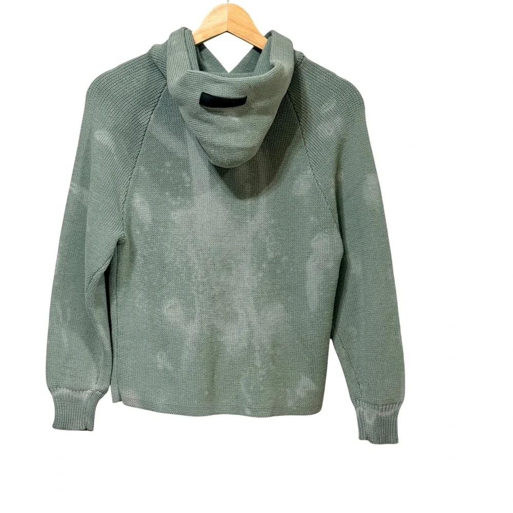 Fear of God Essentials Kids Sage Green Acid Wash Knit Hoodie Sweater 6/7